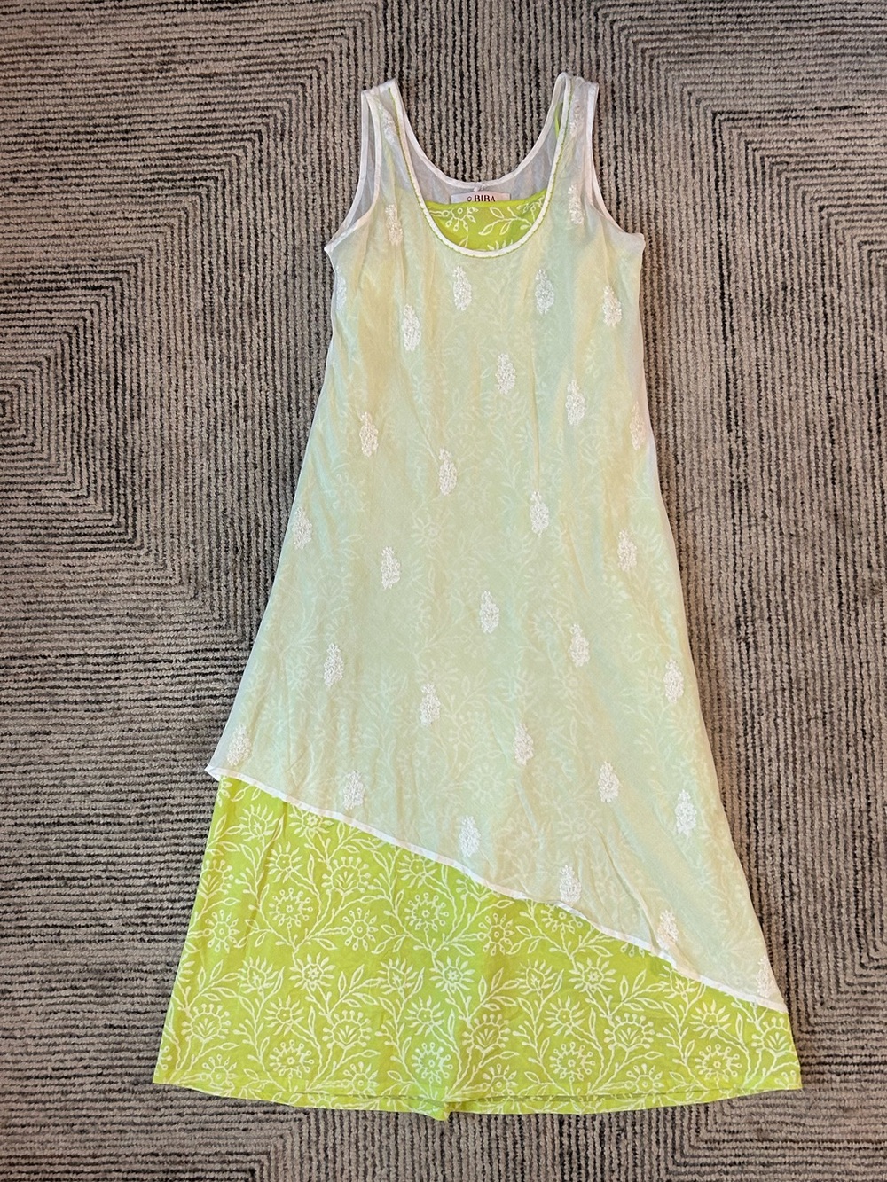 Biba Maxi Dress Size 34 XS Sheer Layered Boho Embroidered Cotton Beach Resort